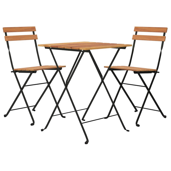 Set mobilier de bistro pliabil, 3 piese, lemn masiv tec și oțel - WALTI WALTI
