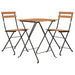 Set mobilier de bistro pliabil, 3 piese, lemn masiv tec și oțel - WALTI WALTI