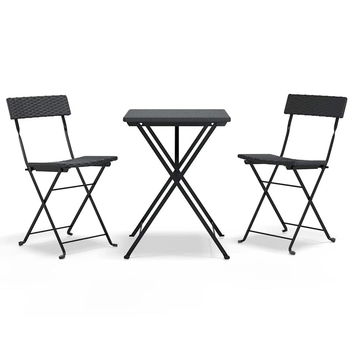 Set mobilier bistro pliabil, 3 piese, negru, poliratan - WALTI WALTI