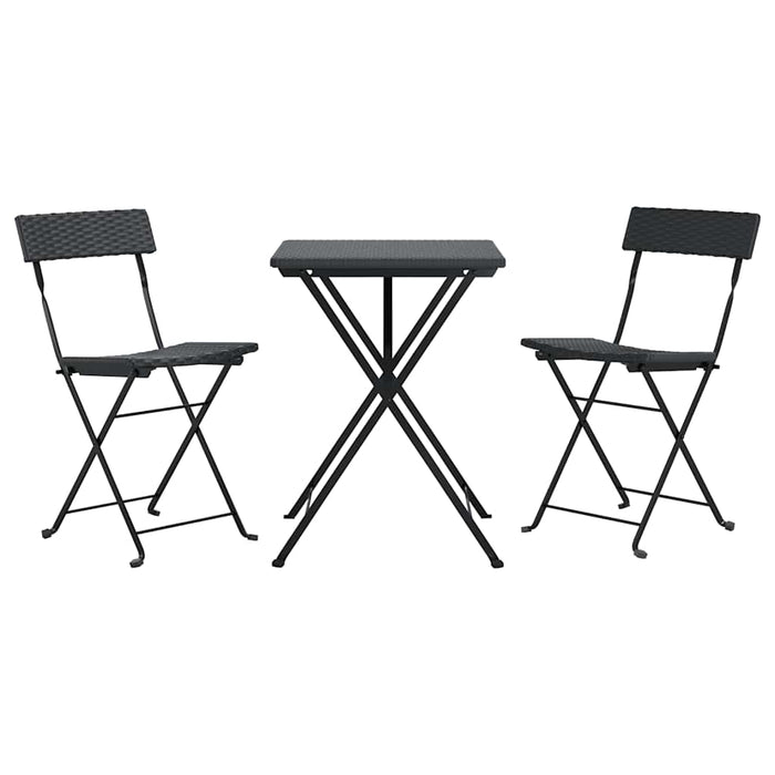 Set mobilier bistro pliabil, 3 piese, negru, poliratan - WALTI WALTI