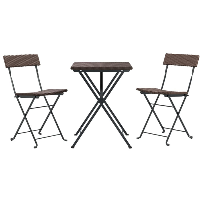 Set mobilier bistro pliabil, 3 piese, maro, poliratan - WALTI WALTI