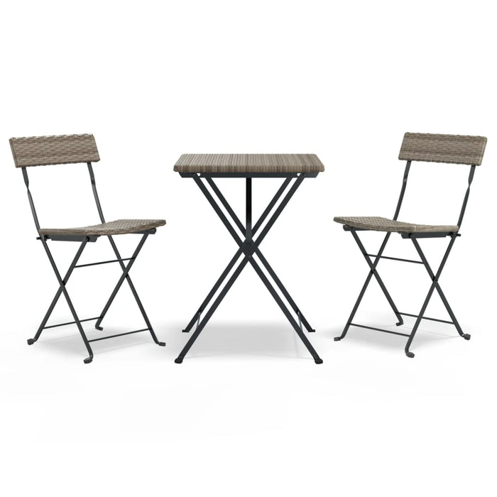 Set mobilier bistro pliabil, 3 piese, gri, poliratan - WALTI WALTI