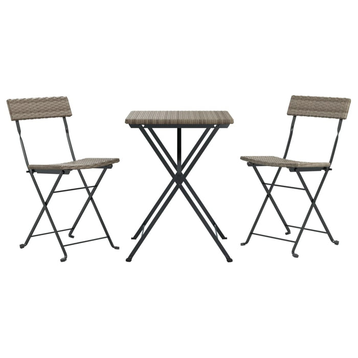Set mobilier bistro pliabil, 3 piese, gri, poliratan - WALTI WALTI