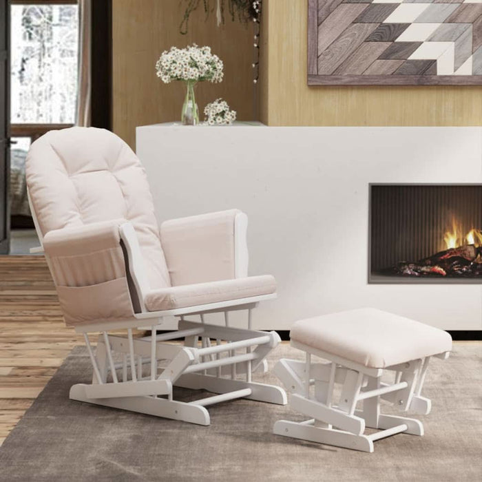 Scaun glisant cu taburet, roz deschis, material textil - WALTI WALTI