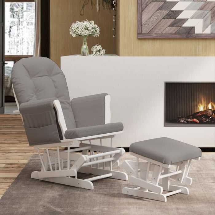 Scaun glisant cu taburet, gri deschis, material textil - WALTI WALTI
