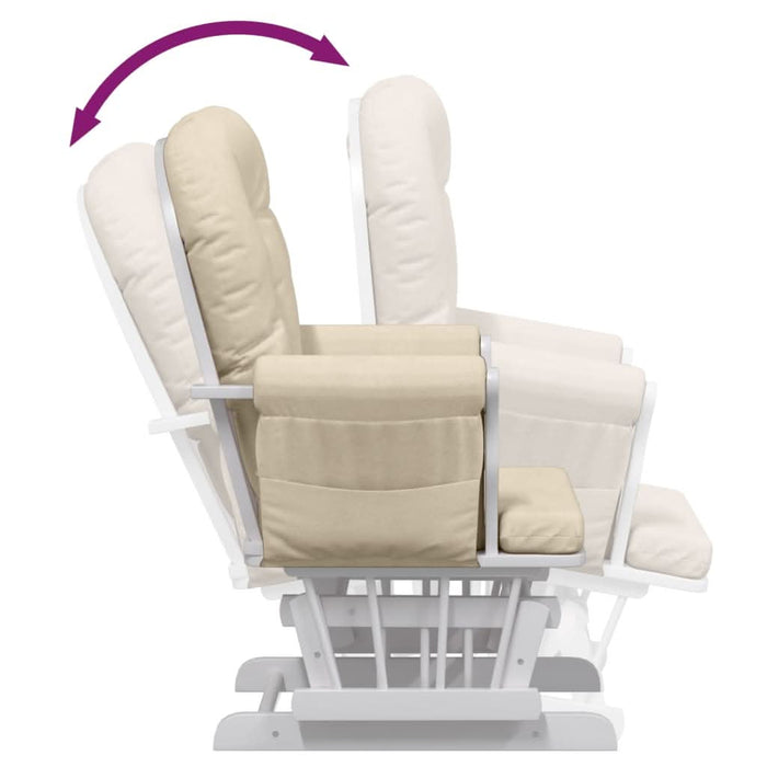 Scaun glisant cu taburet, alb crem, material textil - WALTI WALTI