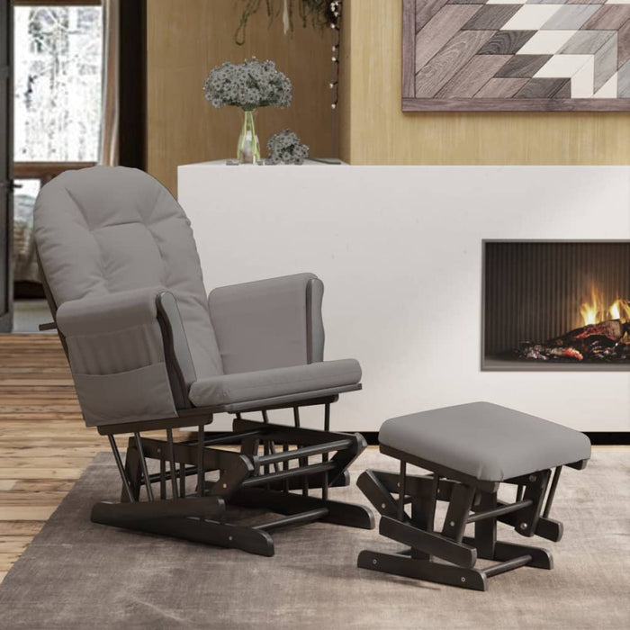 Scaun glisant cu taburet, gri deschis, material textil - WALTI WALTI