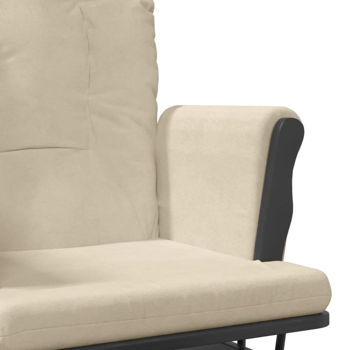 Scaun glisant cu taburet, alb crem, material textil - WALTI WALTI