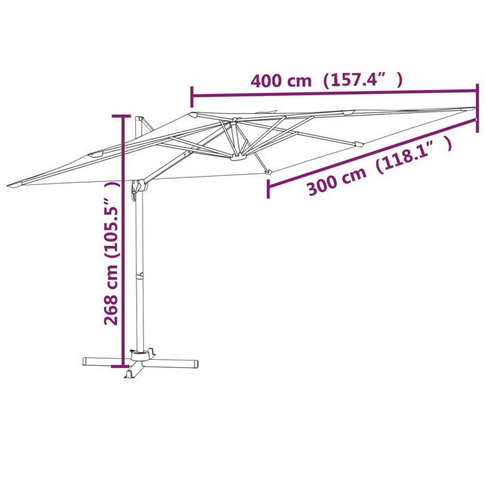 Umbrelă în consolă, stâlp din aluminiu, alb nisipiu, 400x300 cm - WALTI WALTI