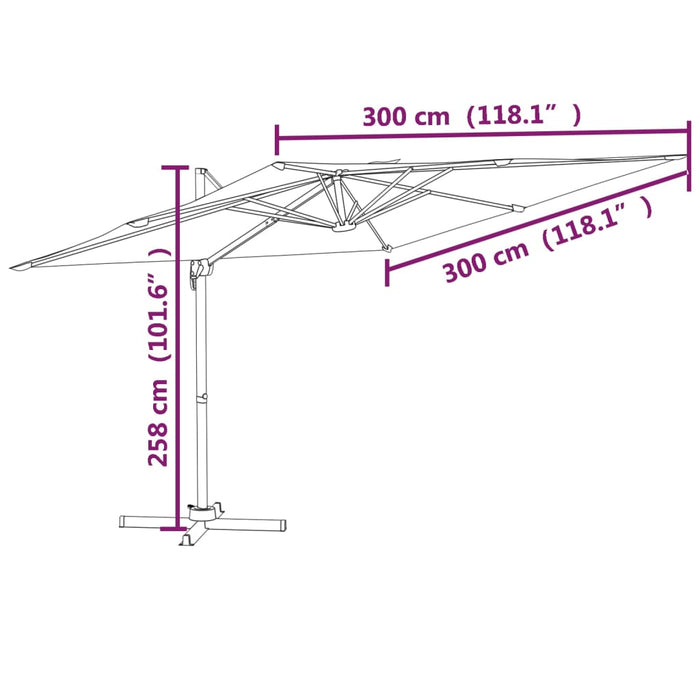 Umbrelă în consolă, stâlp din aluminiu, antracit, 300x300 cm - WALTI WALTI