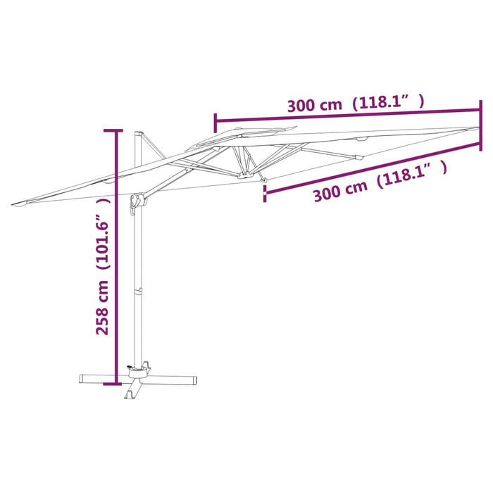 Umbrelă dublă în consolă, antracit, 300x300 cm - WALTI WALTI