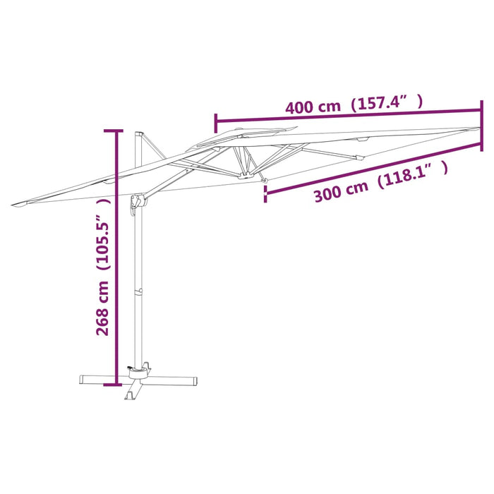 Umbrelă dublă în consolă, gri taupe, 400x300 cm - WALTI WALTI