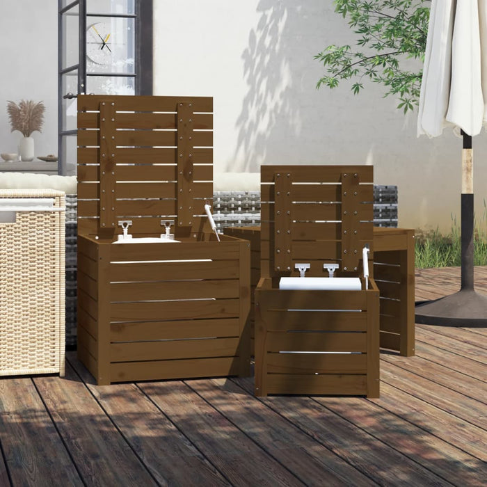 Set mobilier de bar, 3 piese, maro miere, lemn masiv de pin WALTI