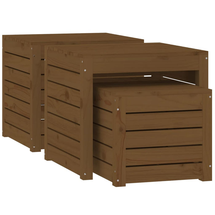 Set mobilier de bar, 3 piese, maro miere, lemn masiv de pin WALTI