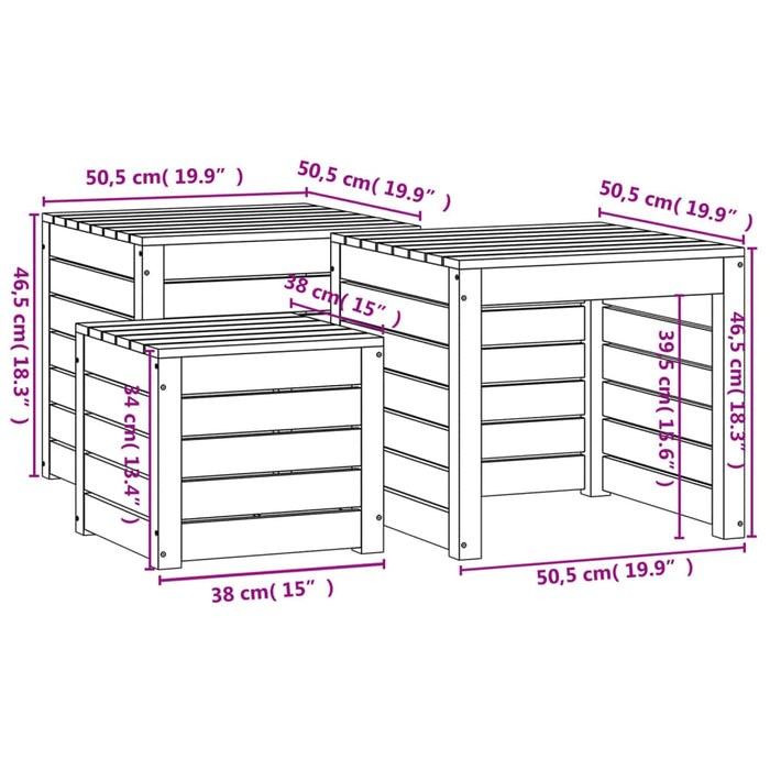 Set mobilier de bar, 3 piese, maro miere, lemn masiv de pin WALTI
