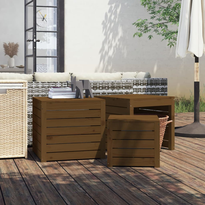 Set mobilier de bar, 3 piese, maro miere, lemn masiv de pin WALTI