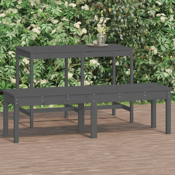 Bancă grădină 2 locuri, gri, 159,5x44x45 cm, lemn masiv de pin - WALTI WALTI