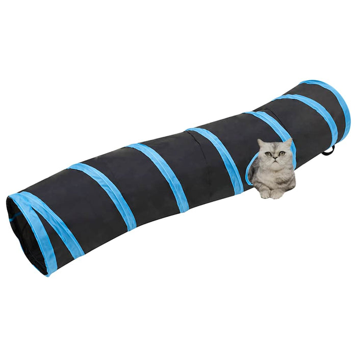 Tunel pentru pisici în formă S, negru/albastru 122 cm poliester - WALTI WALTI