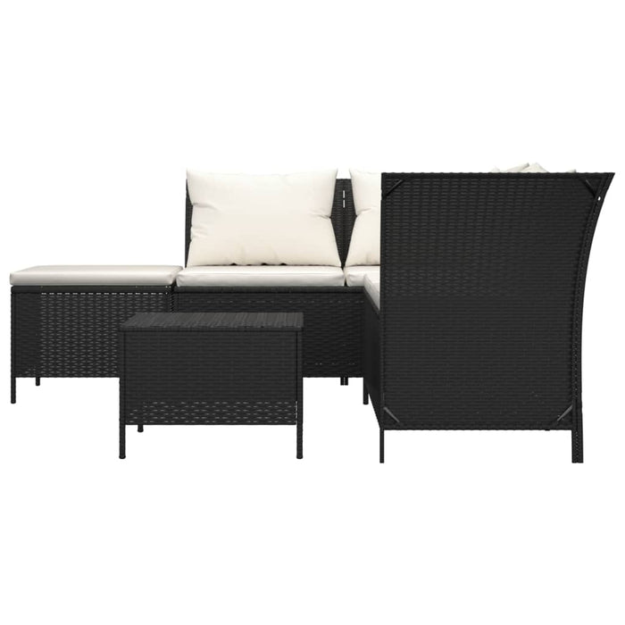 Set mobilier relaxare grădină 4 piese cu perne poliratan negru WALTI