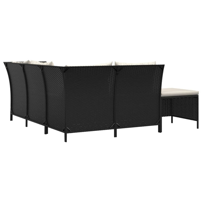 Set mobilier relaxare grădină 4 piese cu perne poliratan negru WALTI