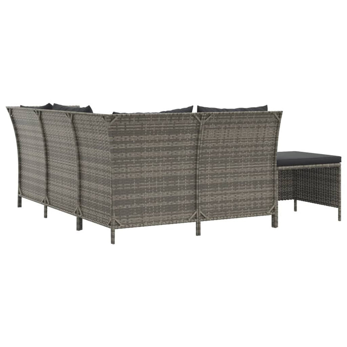 Set mobilier de grădină cu perne, 4 piese, gri, poliratan - WALTI WALTI