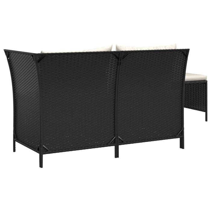 Set mobilier de grădină cu perne, 3 piese, negru, poliratan - WALTI WALTI