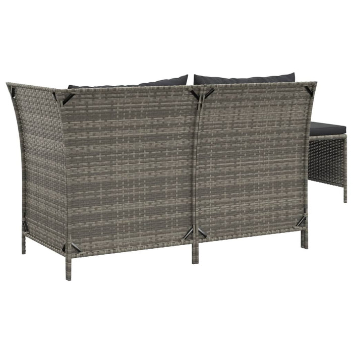 Set mobilier de grădină cu perne, 3 piese, gri, poliratan - WALTI WALTI
