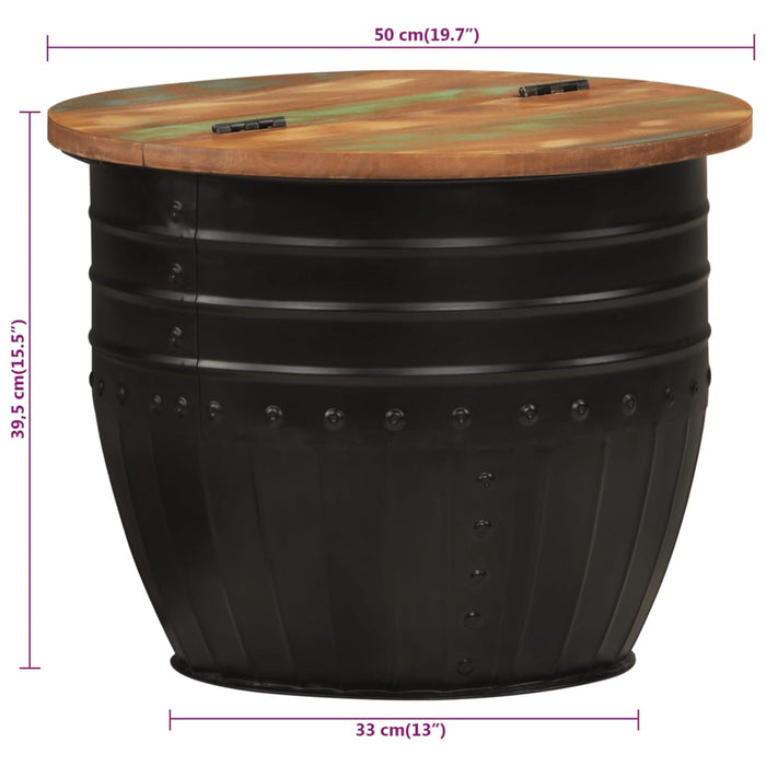 Măsuță de cafea, negru, 50x39,5 cm, lemn masiv reciclat WALTI