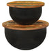 Set măsuțe de cafea, 2 piese, negru, lemn masiv reciclat - WALTI WALTI