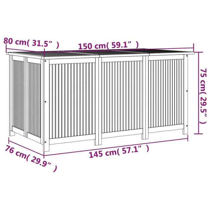 Ladă depozitare pentru grădină 150x80x75 cm lemn masiv acacia - WALTI WALTI