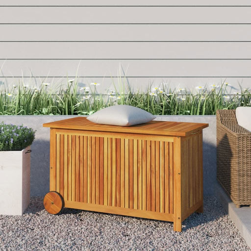 Ladă de depozitare de grădină cu roți, 90x50x58 cm, lemn acacia - WALTI WALTI