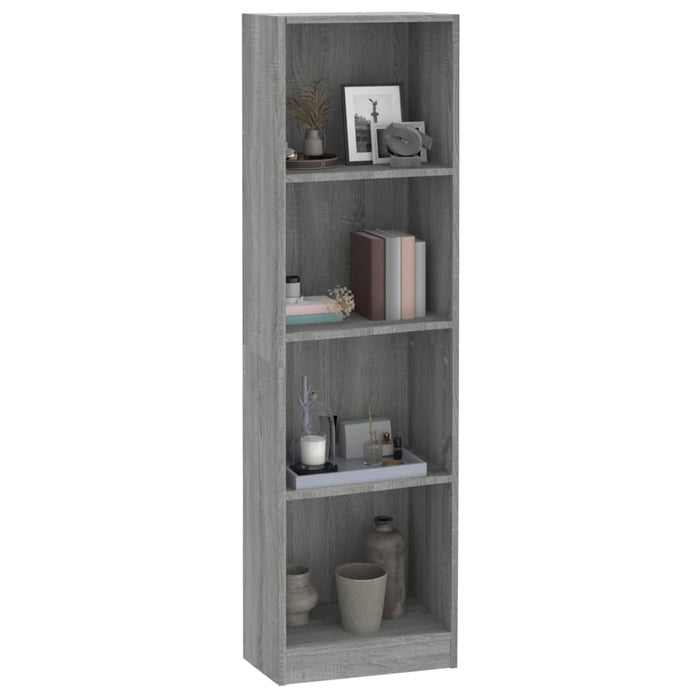 Bibliotecă cu 4 niveluri gri sonoma 40x24x143 cm lemn compozit WALTI