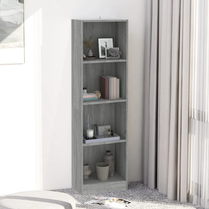 Bibliotecă cu 4 niveluri gri sonoma 40x24x143 cm lemn compozit WALTI