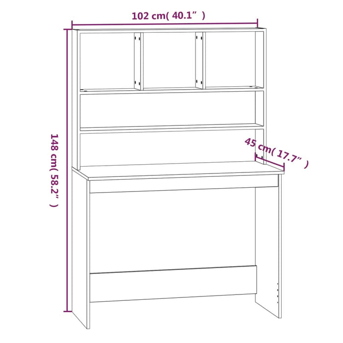Birou cu rafturi, alb, 102x45x148 cm, lemn compozit - WALTI WALTI