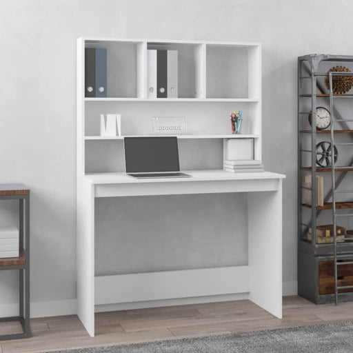 Birou cu rafturi, alb, 102x45x148 cm, lemn compozit - WALTI WALTI
