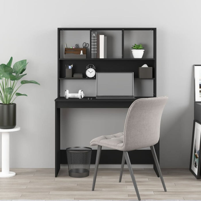Birou cu rafturi, negru, 102x45x148 cm, lemn compozit - WALTI WALTI