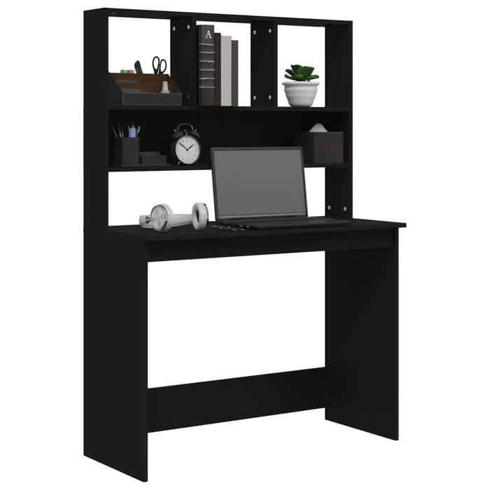 Birou cu rafturi, negru, 102x45x148 cm, lemn compozit - WALTI WALTI