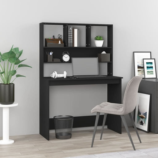 Birou cu rafturi, negru, 102x45x148 cm, lemn compozit - WALTI WALTI