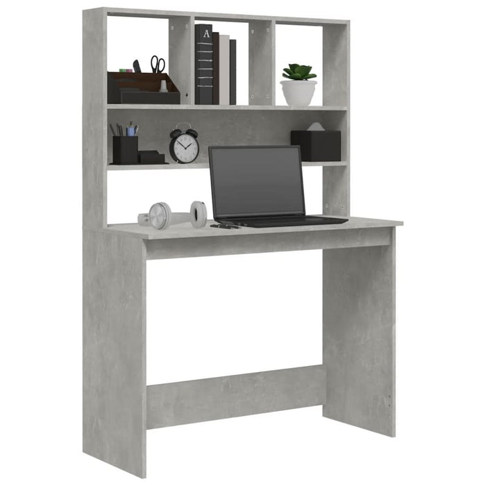 Birou cu rafturi, gri beton, 102x45x148 cm, lemn compozit - WALTI WALTI