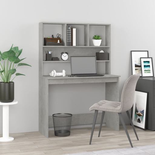 Birou cu rafturi, gri beton, 102x45x148 cm, lemn compozit - WALTI WALTI