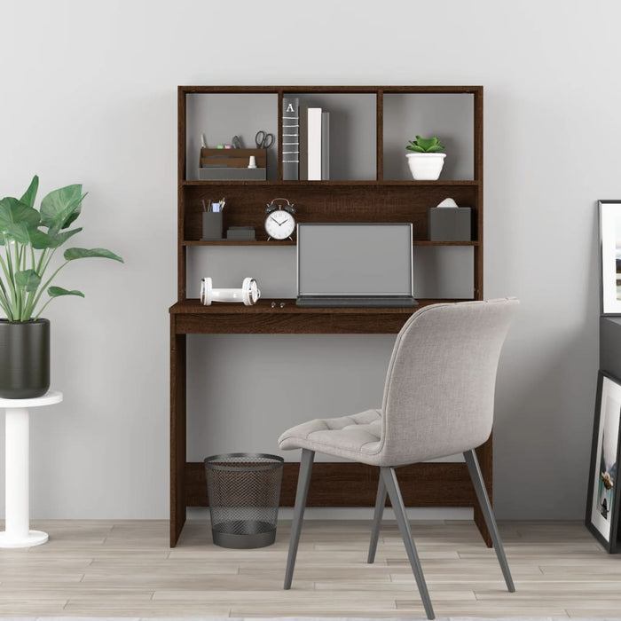 Birou cu rafturi, stejar maro, 102x45x148 cm, lemn compozit - WALTI WALTI