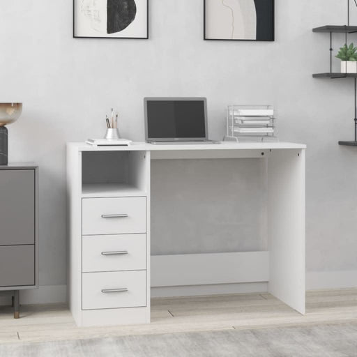 Birou cu sertare, alb, 102x50x76 cm, lemn prelucrat - WALTI WALTI