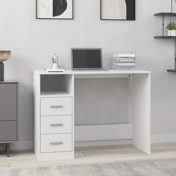 Birou cu sertare, alb, 102x50x76 cm, lemn prelucrat - WALTI WALTI