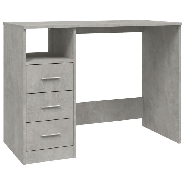 Birou cu sertare, gri beton, 102x50x76 cm, lemn prelucrat - WALTI WALTI