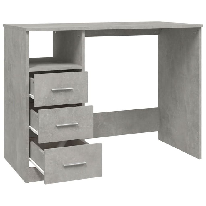 Birou cu sertare, gri beton, 102x50x76 cm, lemn prelucrat - WALTI WALTI