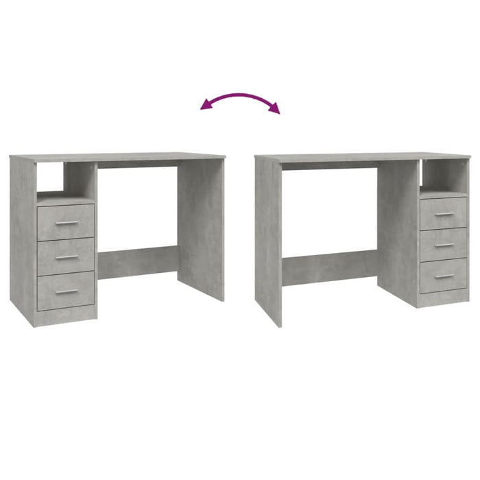 Birou cu sertare, gri beton, 102x50x76 cm, lemn prelucrat - WALTI WALTI