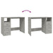 Birou cu sertare, gri beton, 102x50x76 cm, lemn prelucrat - WALTI WALTI