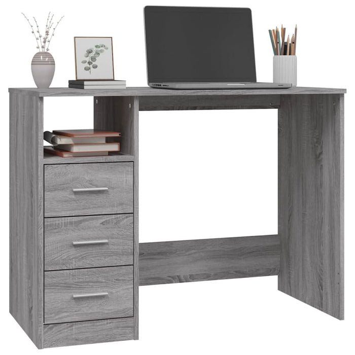 Birou cu sertare gri sonoma 102x50x76 cm lemn prelucrat - WALTI WALTI
