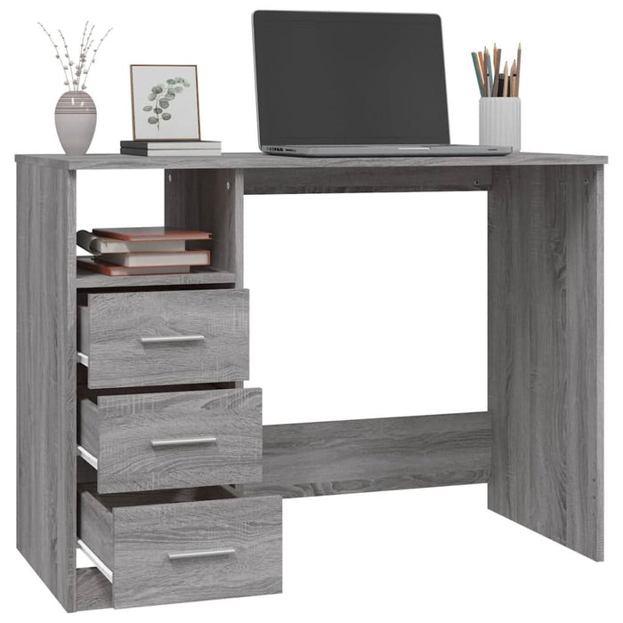 Birou cu sertare gri sonoma 102x50x76 cm lemn prelucrat - WALTI WALTI