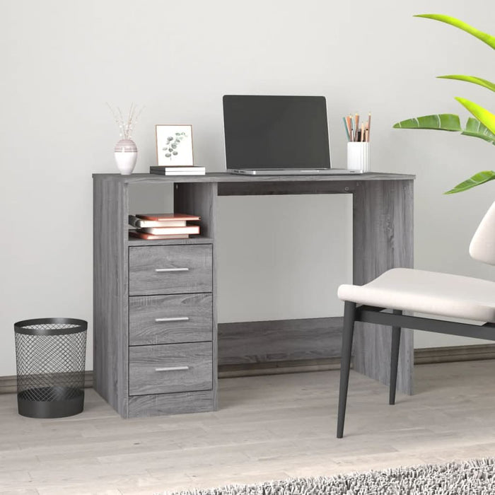 Birou cu sertare gri sonoma 102x50x76 cm lemn prelucrat - WALTI WALTI